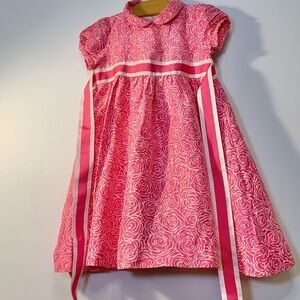 Pink Lily Pulitzer Floral Dress with a Ribbon Sash